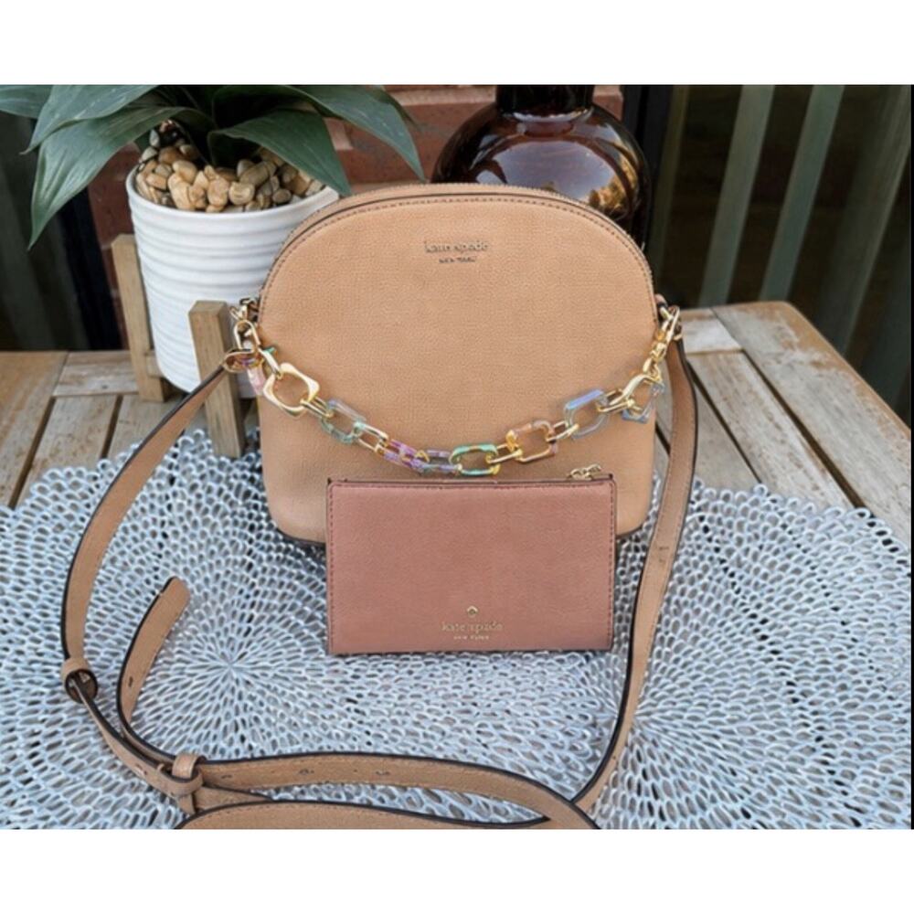 Kate Spade New York Dome Crossbody Bag & Card Holder Set Blush Pink Neutral